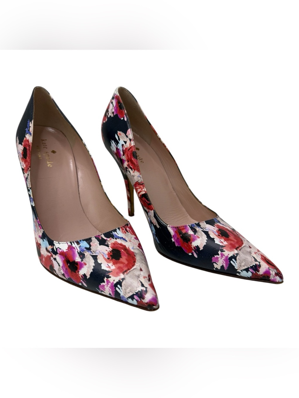 kate spade Floral Pointed-Toe Pumps in Navy, Pink and Cream size 8.5
